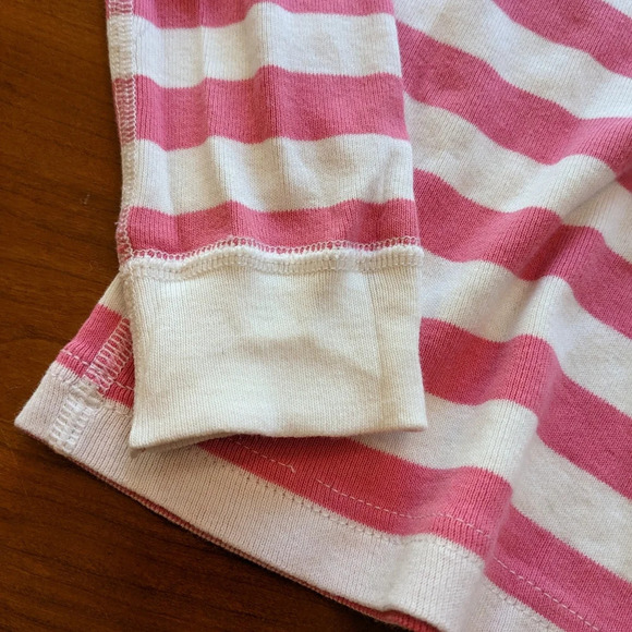 Hanna Andersson winter pj 130/US8 Long Johns Jammies pink white candy stripe - Picture 7 of 9